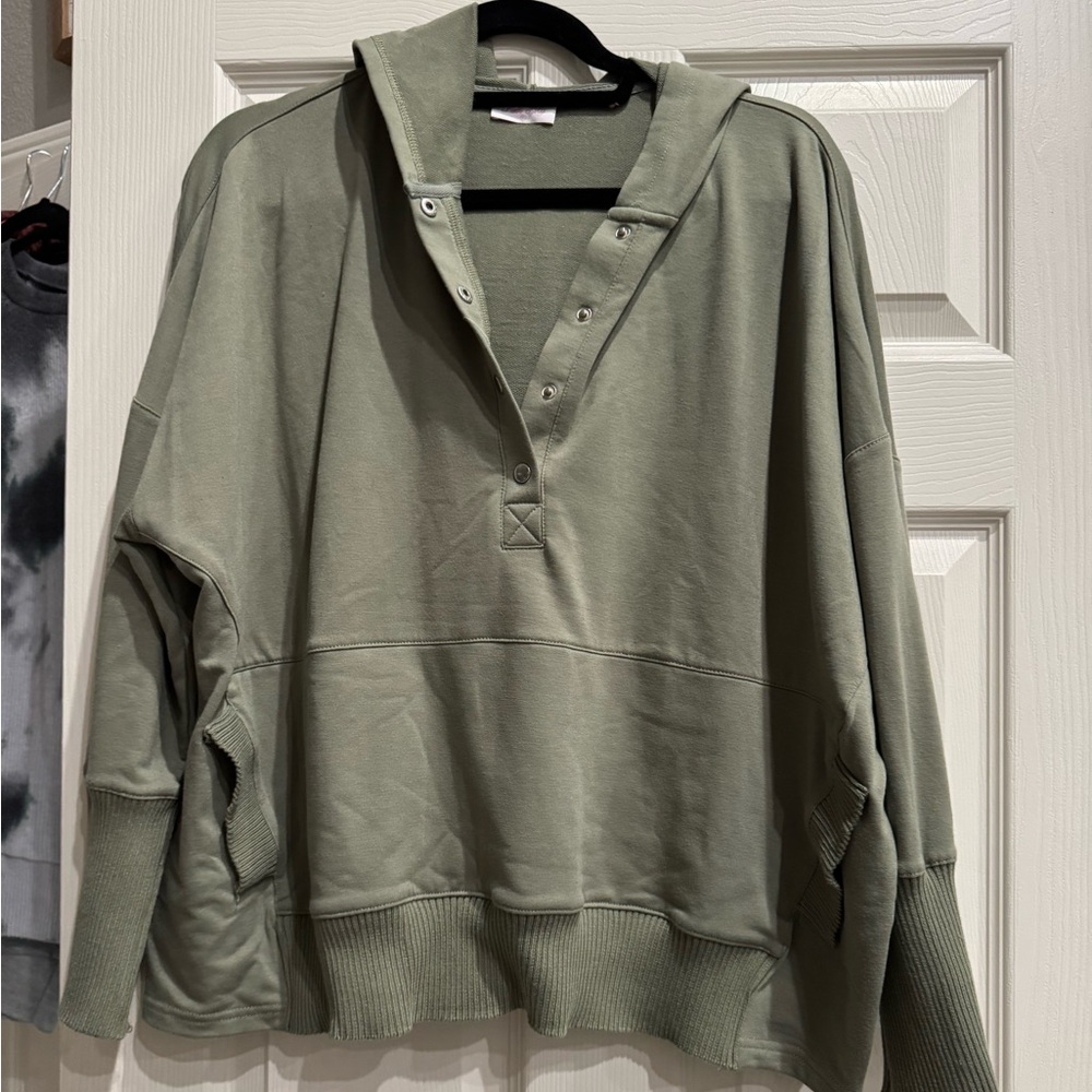 Pink Lily Olive Green Hoodie